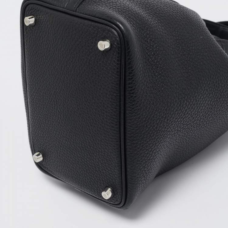 Pre Owned Hermes Noir Taurillon Clemence Leather and Alligator Touch Picotin Lock 18 Bag