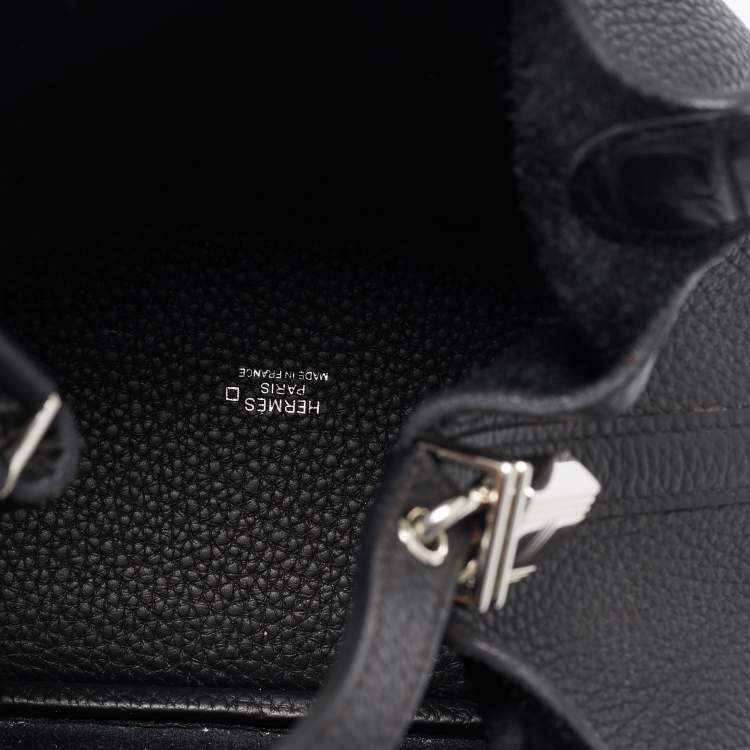 Pre Owned Hermes Noir Taurillon Clemence Leather and Alligator Touch Picotin Lock 18 Bag