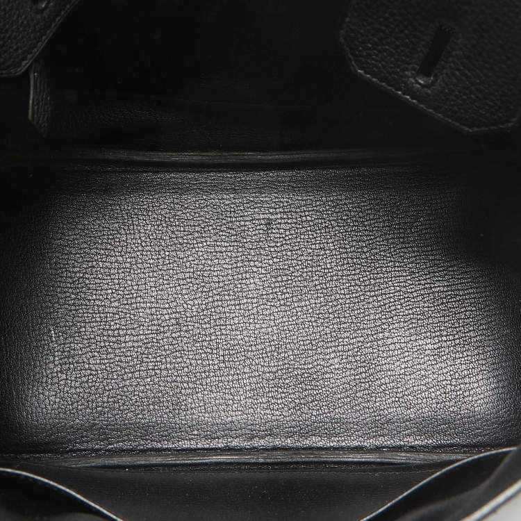 Pre Owned Hermes Noir Togo Leather Palladium Finish Birkin 30 Bag
