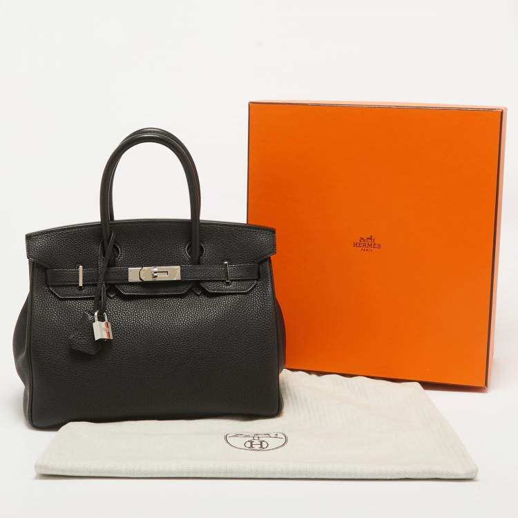 Pre Owned Hermes Noir Togo Leather Palladium Finish Birkin 30 Bag
