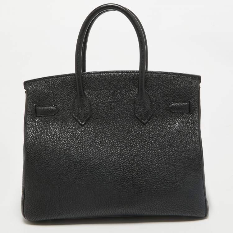 Pre Owned Hermes Noir Togo Leather Palladium Finish Birkin 30 Bag