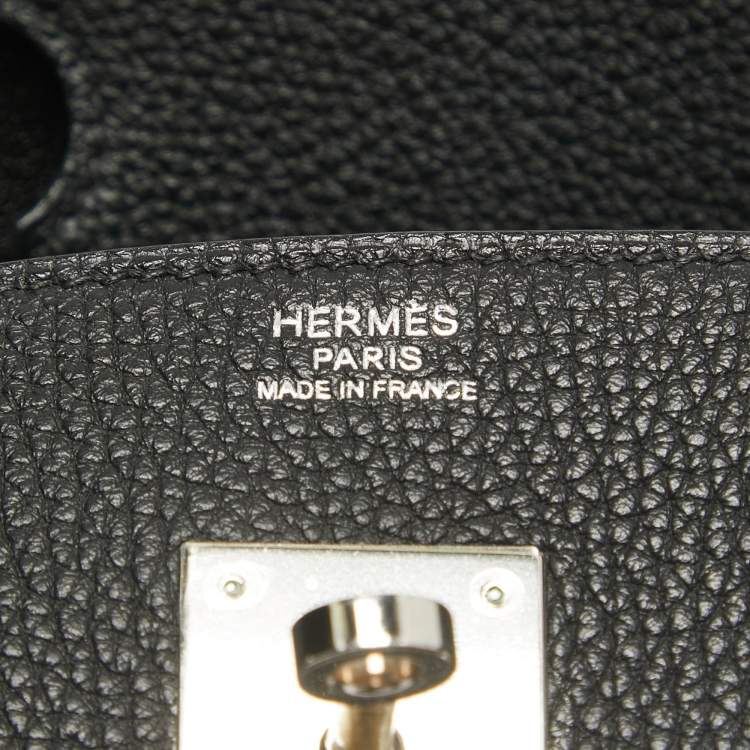 Pre Owned Hermes Noir Togo Leather Palladium Finish Birkin 30 Bag