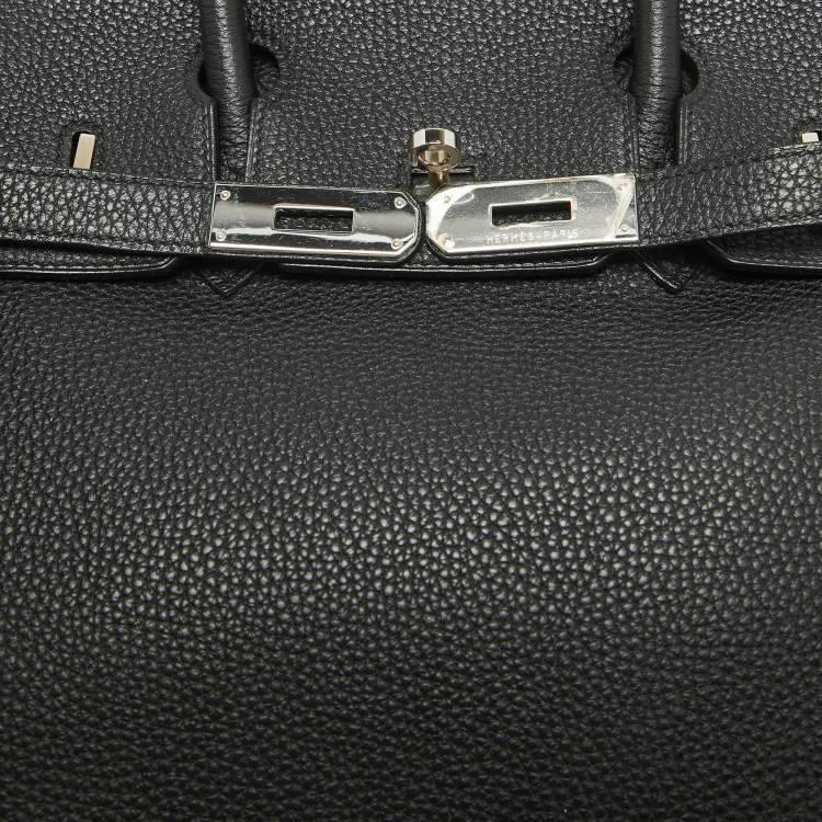 Pre Owned Hermes Noir Togo Leather Palladium Finish Birkin 30 Bag