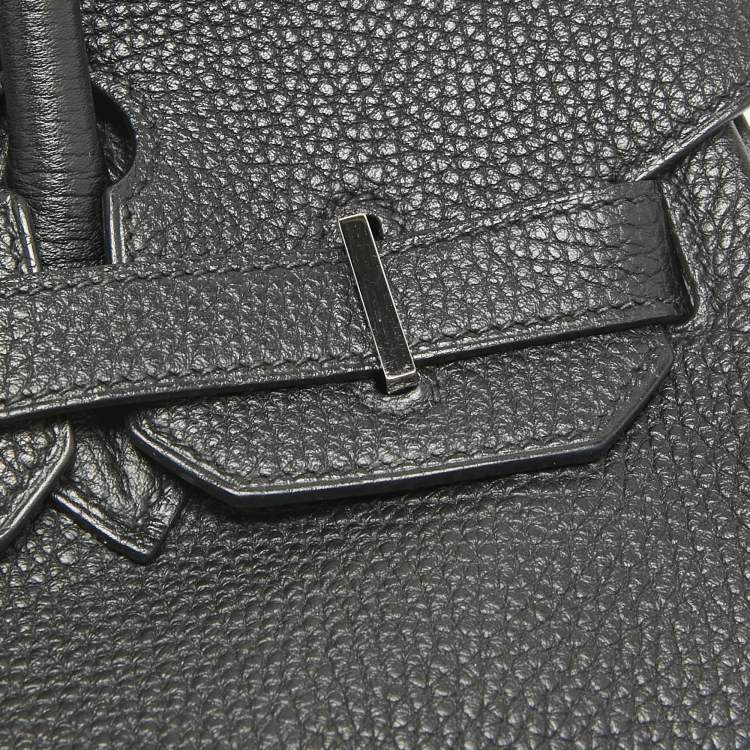 Pre Owned Hermes Noir Togo Leather Palladium Finish Birkin 30 Bag