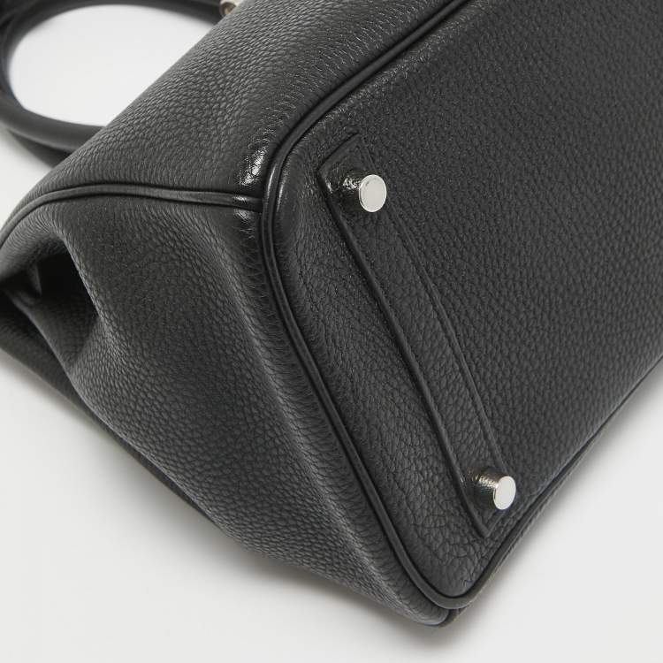 Pre Owned Hermes Noir Togo Leather Palladium Finish Birkin 30 Bag