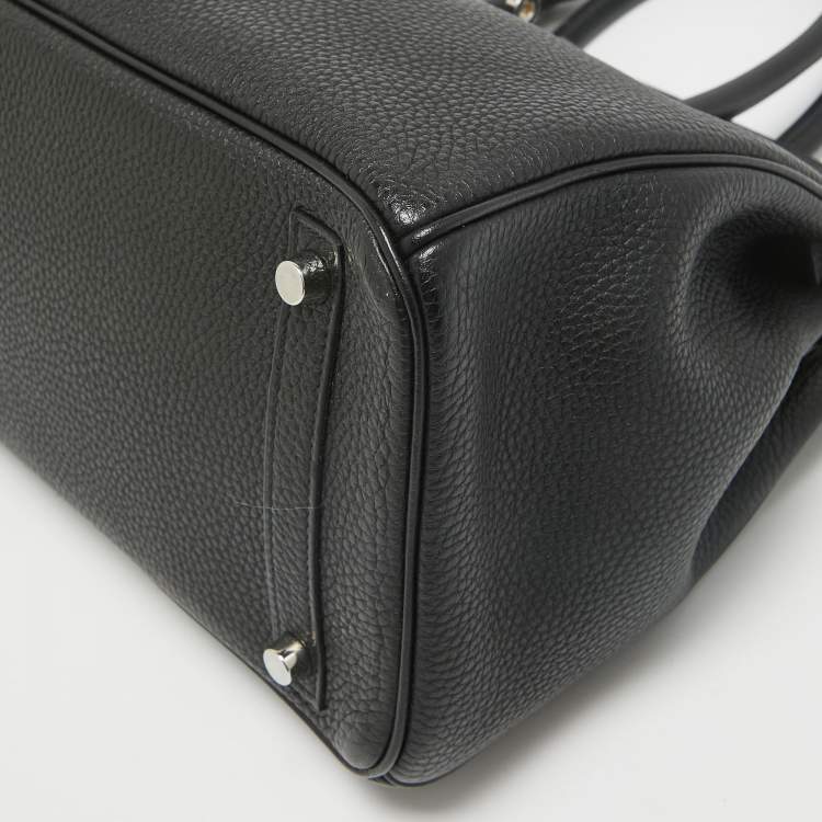 Pre Owned Hermes Noir Togo Leather Palladium Finish Birkin 30 Bag