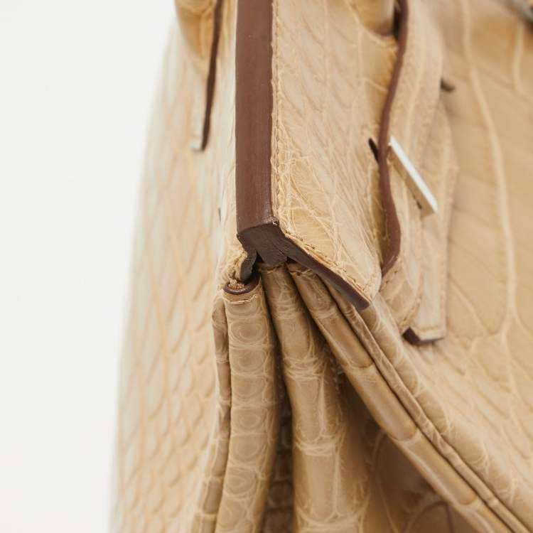 Pre Owned Hermes Poussiere Matte Alligator Palladium Finish Birkin 35 Bag