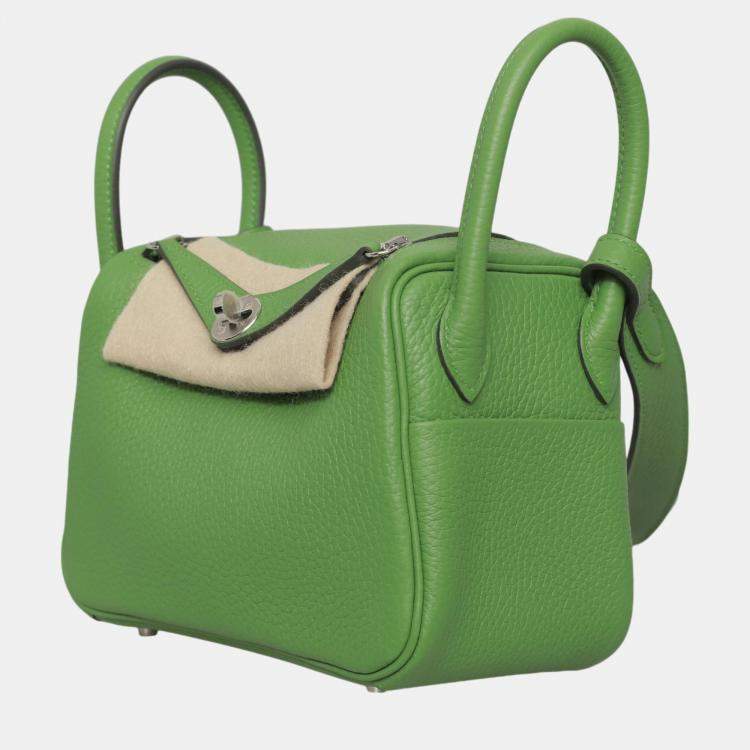Pre Owned Hermes Green Leather Mini Lindy Bag
