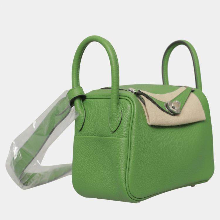 Pre Owned Hermes Green Leather Mini Lindy Bag