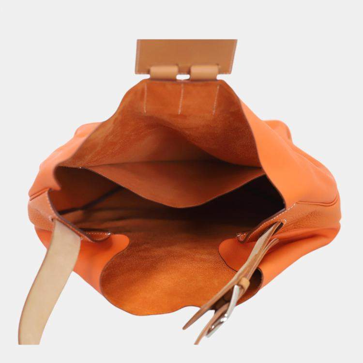 Pre Owned Hermes Orange/Brown Swift and Clemence Leather Virevolte 29 Bag