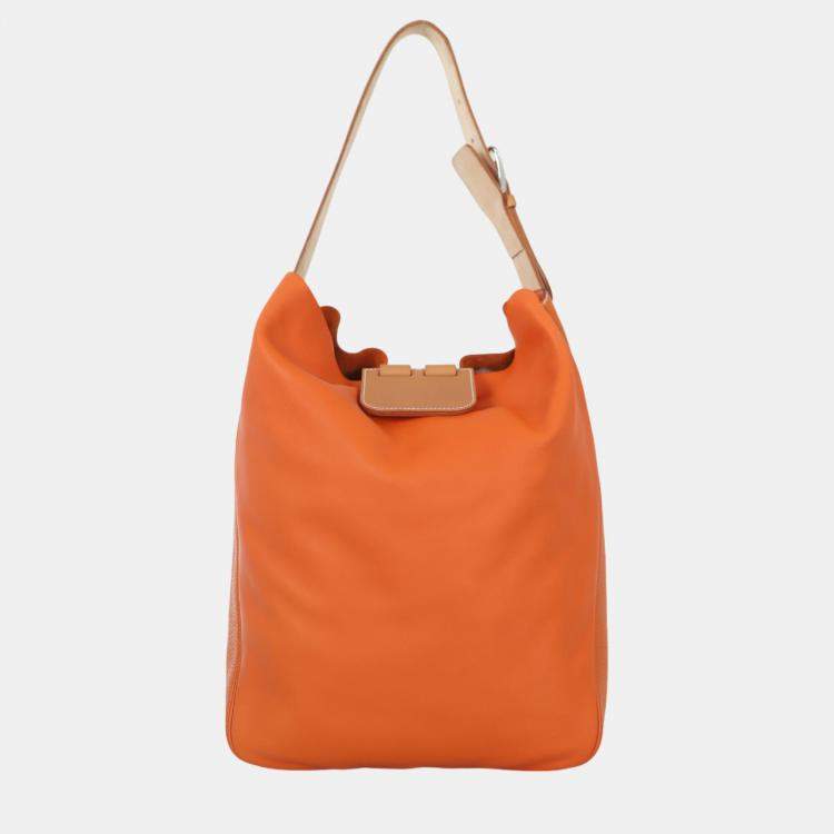 Pre Owned Hermes Orange/Brown Swift and Clemence Leather Virevolte 29 Bag