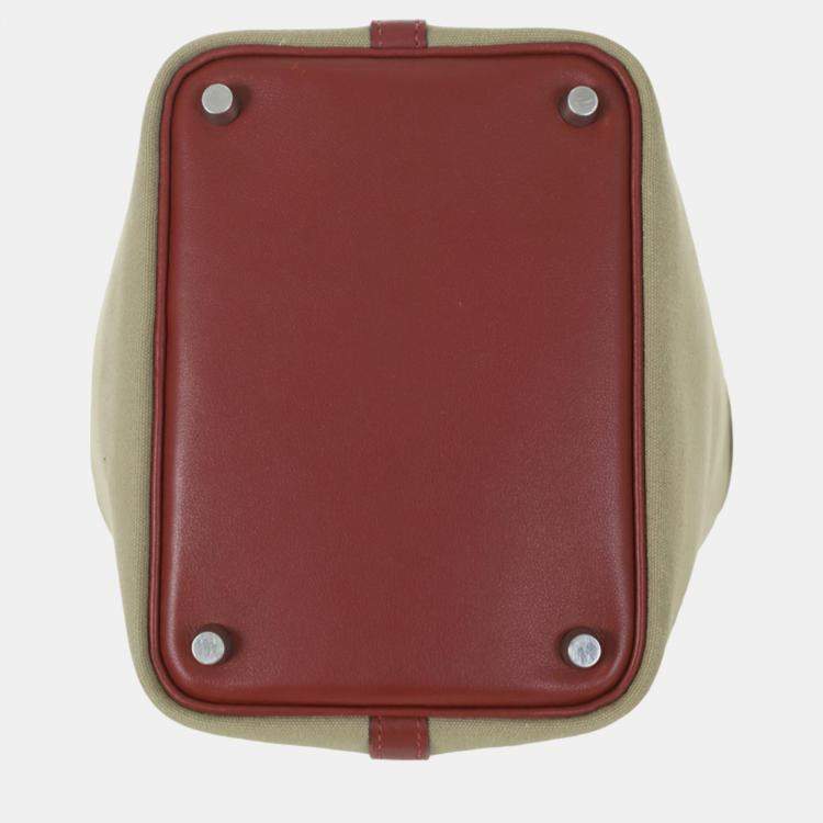 Pre Owned Hermes Bicolour Canvas/Leather Picotin 18 Shoulder Bag