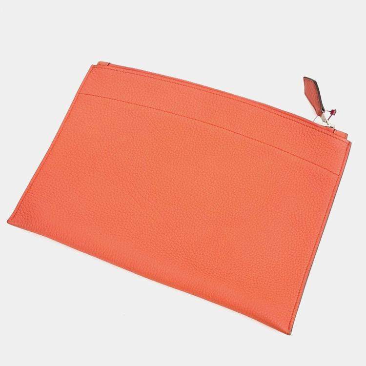Pre Owned Hermes Orange Bazaar Clutch Bag