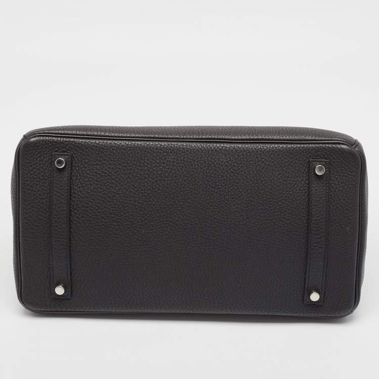 Pre Owned Hermes Noir Togo Leather Palladium Finish Birkin 35 Bag 