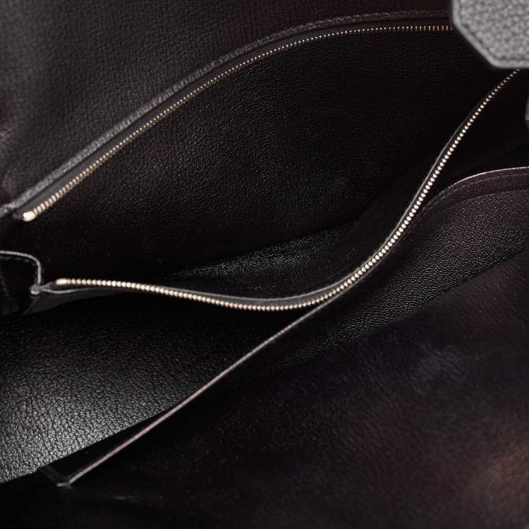 Pre Owned Hermes Noir Togo Leather Palladium Finish Birkin 35 Bag 