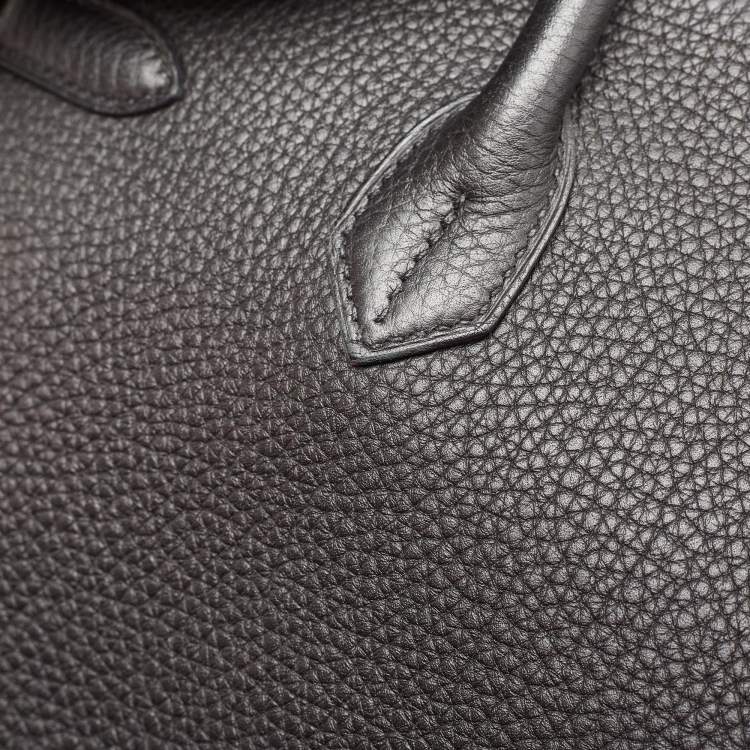 Pre Owned Hermes Noir Togo Leather Palladium Finish Birkin 35 Bag 