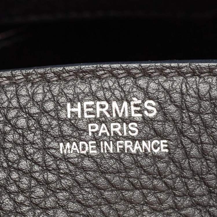 Pre Owned Hermes Noir Togo Leather Palladium Finish Birkin 35 Bag 