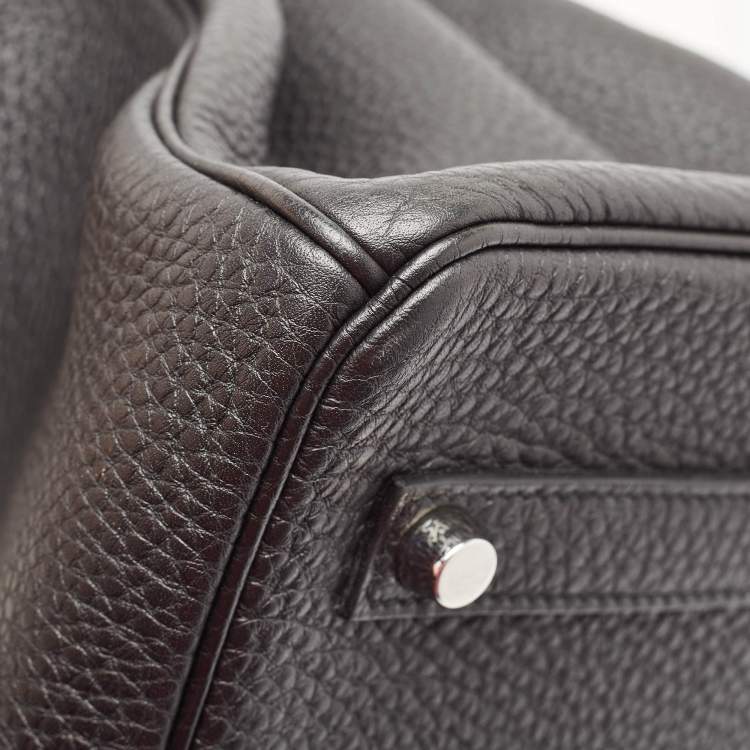 Pre Owned Hermes Noir Togo Leather Palladium Finish Birkin 35 Bag 