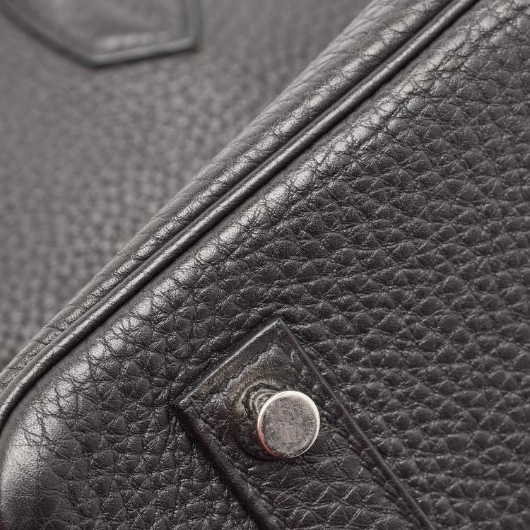 Pre Owned Hermes Noir Togo Leather Palladium Finish Birkin 35 Bag 