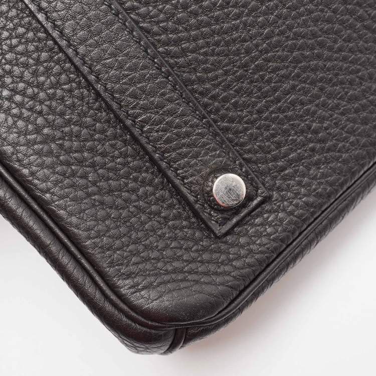 Pre Owned Hermes Noir Togo Leather Palladium Finish Birkin 35 Bag 