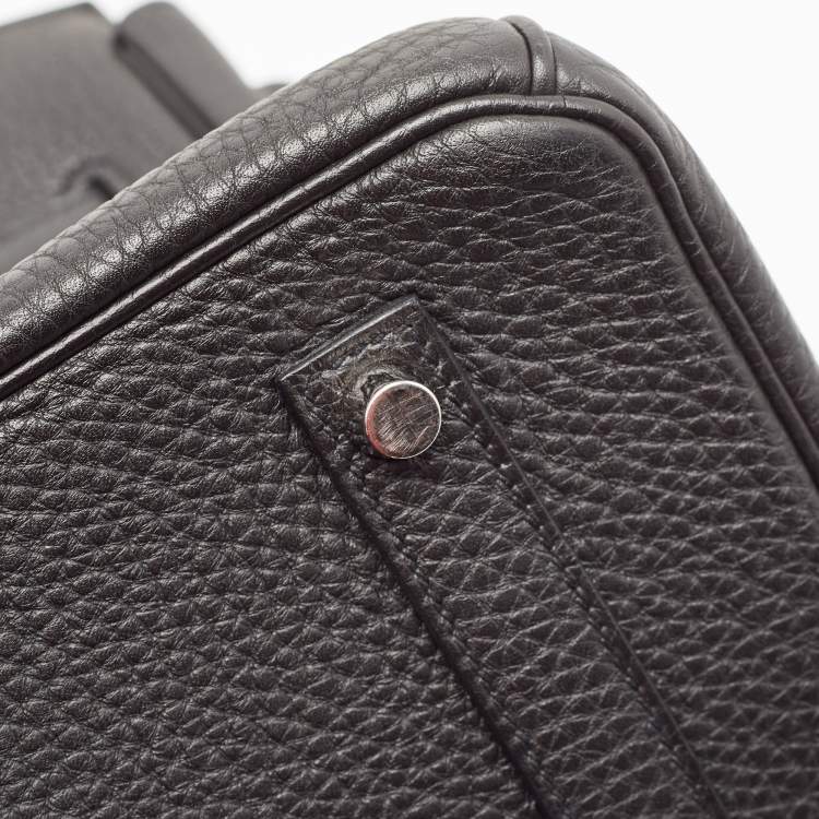 Pre Owned Hermes Noir Togo Leather Palladium Finish Birkin 35 Bag 