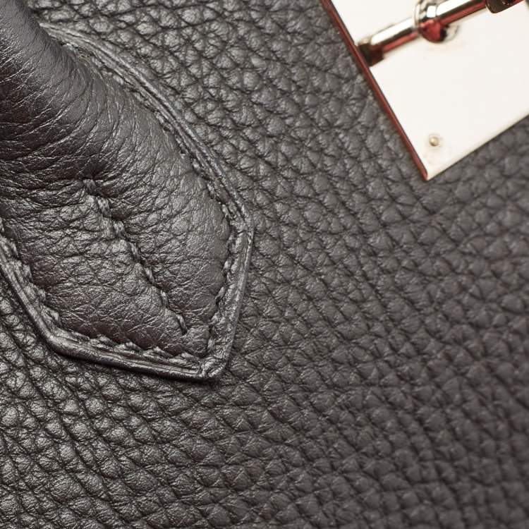 Pre Owned Hermes Noir Togo Leather Palladium Finish Birkin 35 Bag 