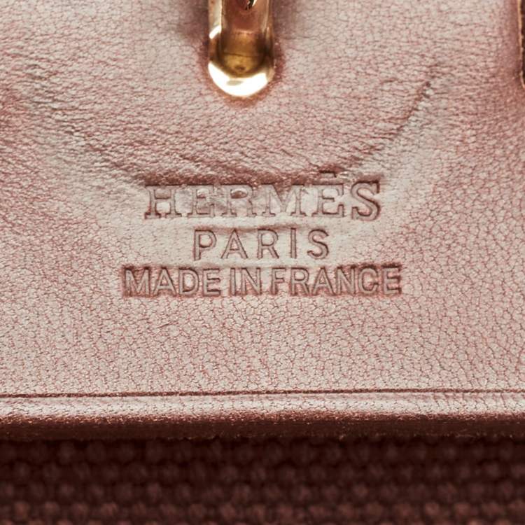 Pre Owned Hermes Rouge H Toile and Leather Herbag Zip 39 Bag