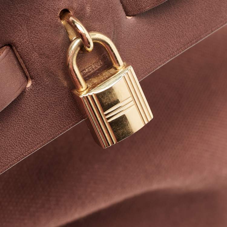 Pre Owned Hermes Rouge H Toile and Leather Herbag Zip 39 Bag