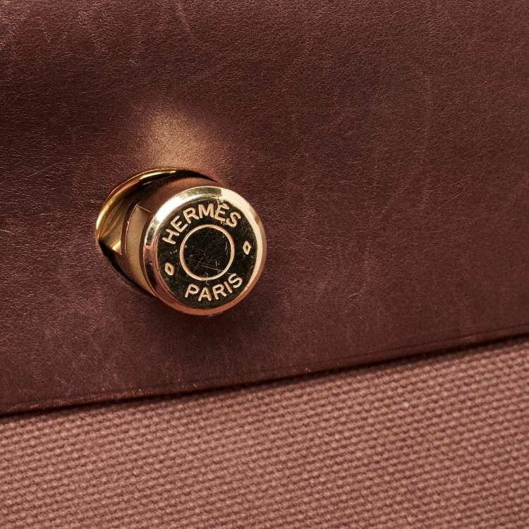 Pre Owned Hermes Rouge H Toile and Leather Herbag Zip 39 Bag