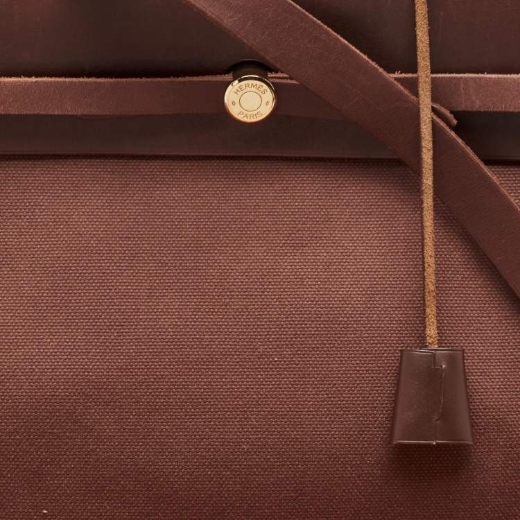 Pre Owned Hermes Rouge H Toile and Leather Herbag Zip 39 Bag