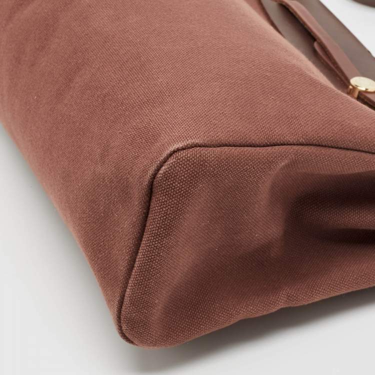 Pre Owned Hermes Rouge H Toile and Leather Herbag Zip 39 Bag
