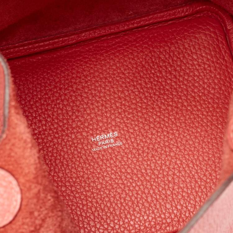 Pre Owned Hermes Rouge Pivoine Taurillon Clemence Leather Picotin Lock 18 Bag
