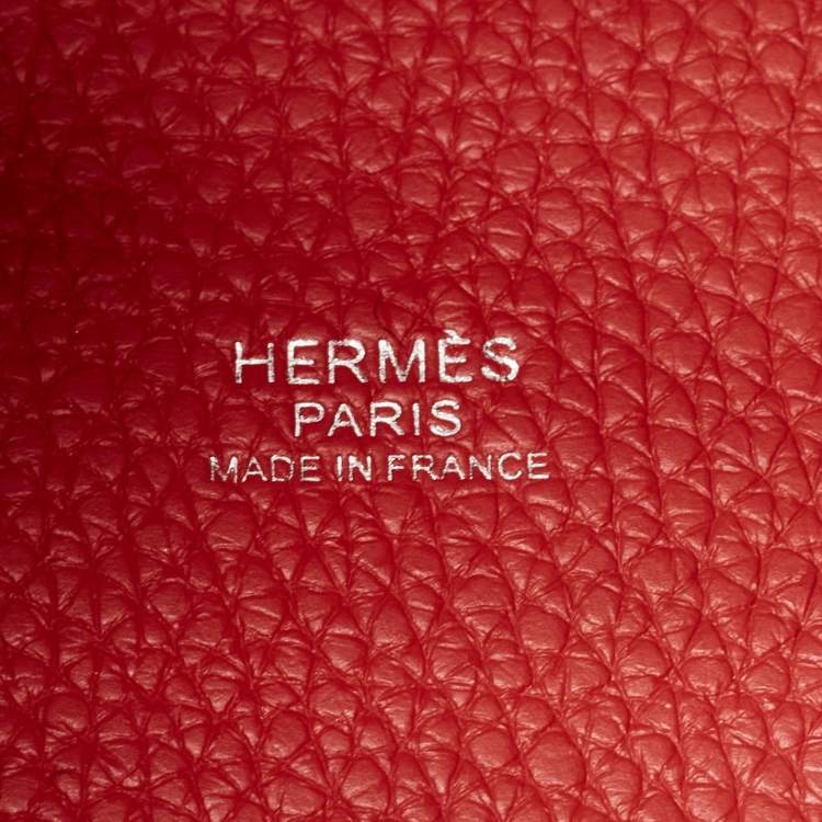 Pre Owned Hermes Rouge Pivoine Taurillon Clemence Leather Picotin Lock 18 Bag