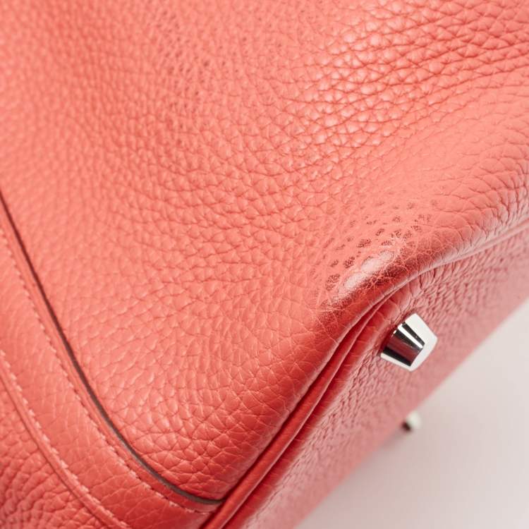 Pre Owned Hermes Rouge Pivoine Taurillon Clemence Leather Picotin Lock 18 Bag