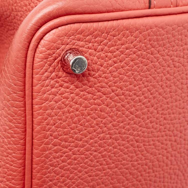 Pre Owned Hermes Rouge Pivoine Taurillon Clemence Leather Picotin Lock 18 Bag