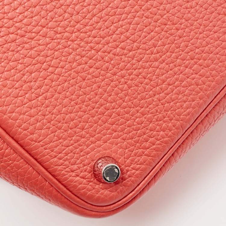 Pre Owned Hermes Rouge Pivoine Taurillon Clemence Leather Picotin Lock 18 Bag