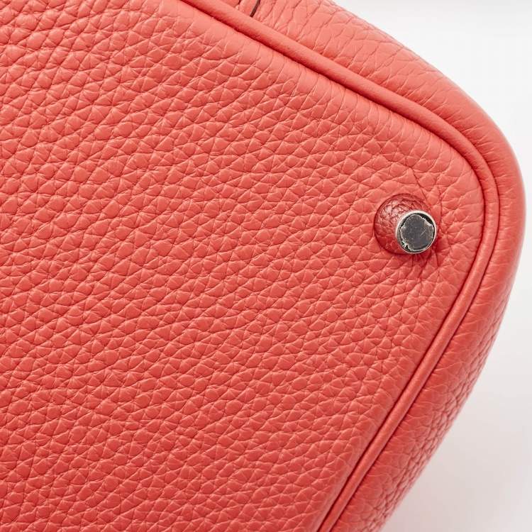 Pre Owned Hermes Rouge Pivoine Taurillon Clemence Leather Picotin Lock 18 Bag