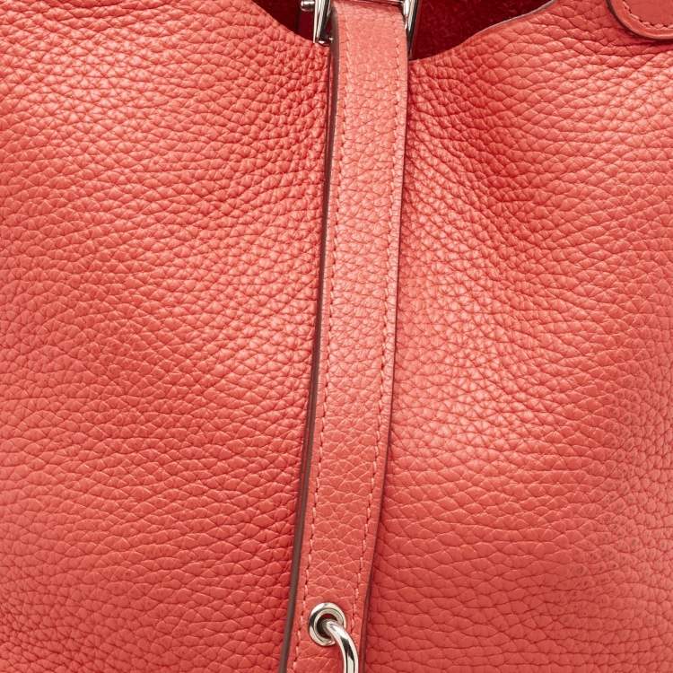 Pre Owned Hermes Rouge Pivoine Taurillon Clemence Leather Picotin Lock 18 Bag