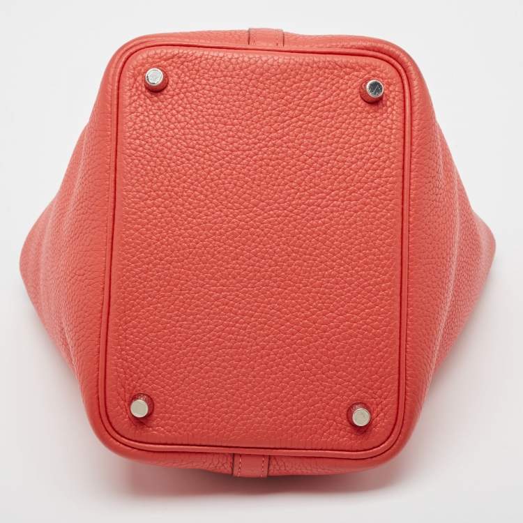 Pre Owned Hermes Rouge Pivoine Taurillon Clemence Leather Picotin Lock 18 Bag