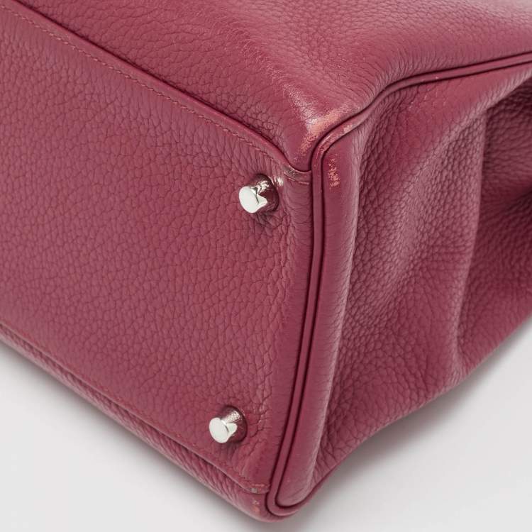 Pre Owned Hermes Tosca Taurillon Clemence Leather Palladium Finish Kelly Retourne 35 Bag