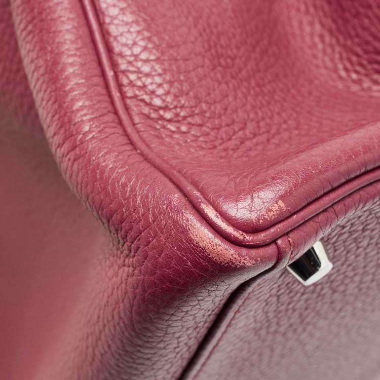 Pre Owned Hermes Tosca Taurillon Clemence Leather Palladium Finish Kelly Retourne 35 Bag