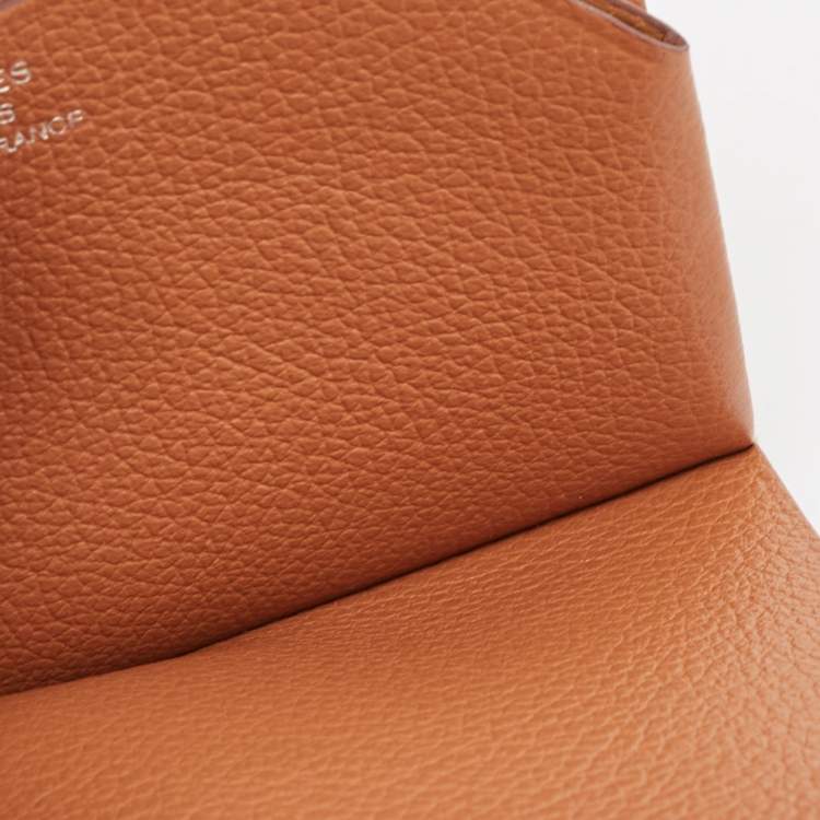 Pre Owned Hermes Gold Evercolor Leather H Sellier Card Holder