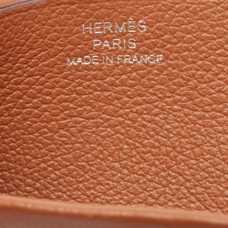 Pre Owned Hermes Gold Evercolor Leather H Sellier Card Holder