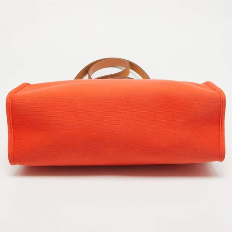 Pre Owned Hermes Capucine /Natural Canvas and Leather Herbag Zip 31 Bag
