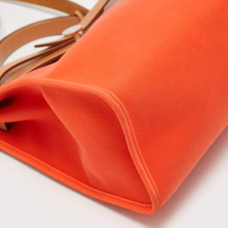 Pre Owned Hermes Capucine /Natural Canvas and Leather Herbag Zip 31 Bag