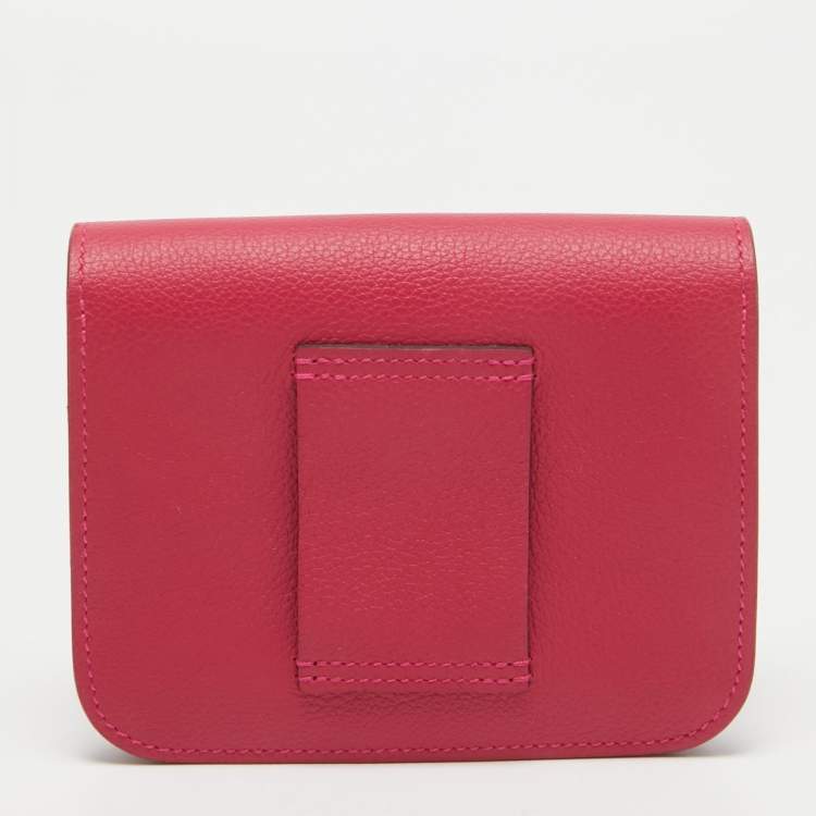 Pre Owned Hermes Framboise/Rouge Sellier Evercolor Leather Constance Slim Wallet