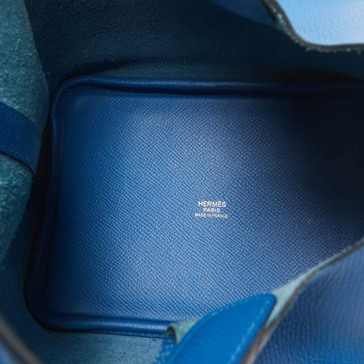 Pre Owned Hermes Bleu Zellige/Bleu Encre/Rouge Epsom Leather Picotin Lock Tressage 18 Bag