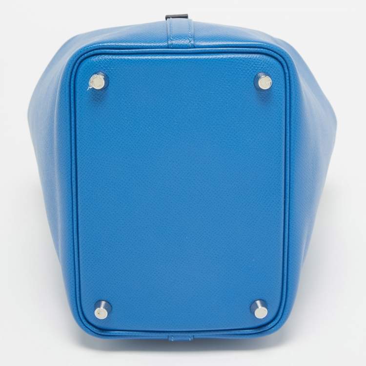 Pre Owned Hermes Bleu Zellige/Bleu Encre/Rouge Epsom Leather Picotin Lock Tressage 18 Bag