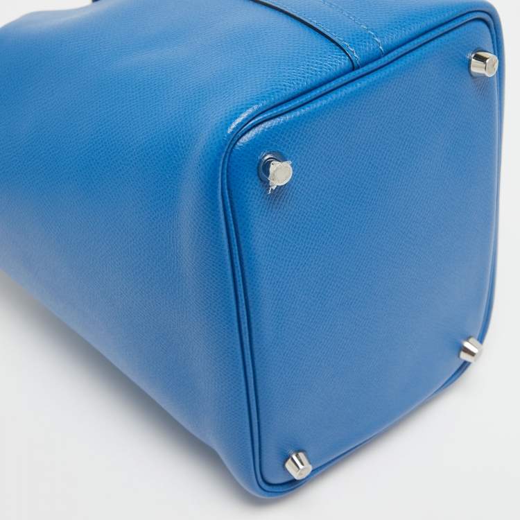 Pre Owned Hermes Bleu Zellige/Bleu Encre/Rouge Epsom Leather Picotin Lock Tressage 18 Bag