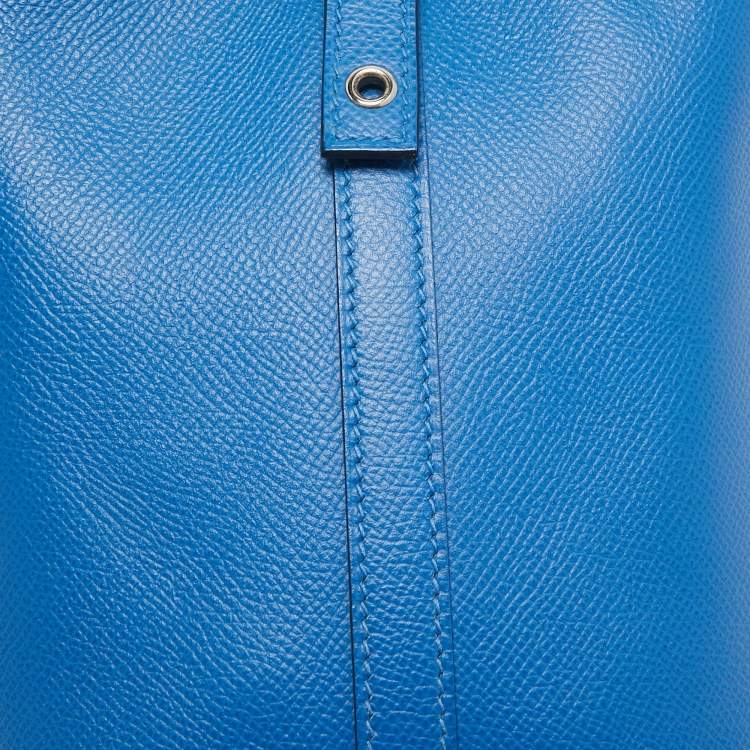 Pre Owned Hermes Bleu Zellige/Bleu Encre/Rouge Epsom Leather Picotin Lock Tressage 18 Bag